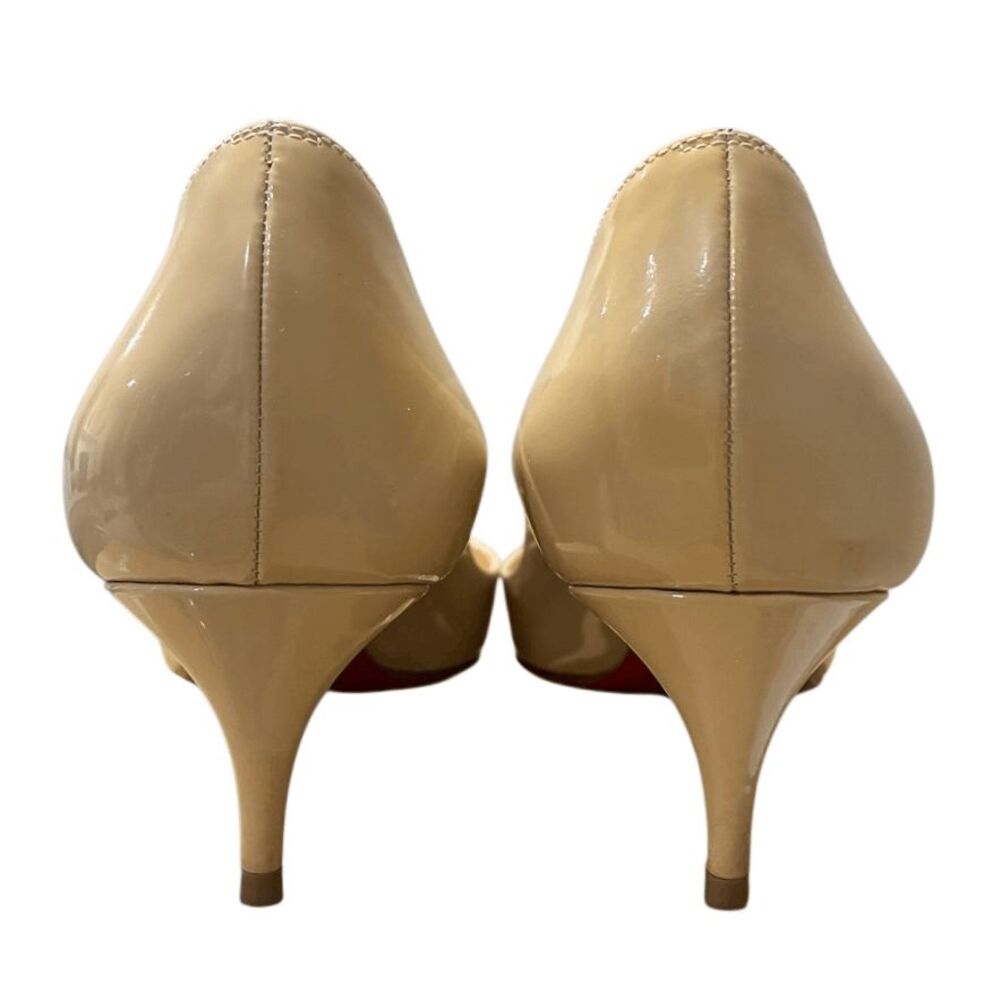 Christian Louboutin Rocket 45 Patent Leather Pumps Columbe EU 37 Nude Beige Heel - Picture 8 of 10